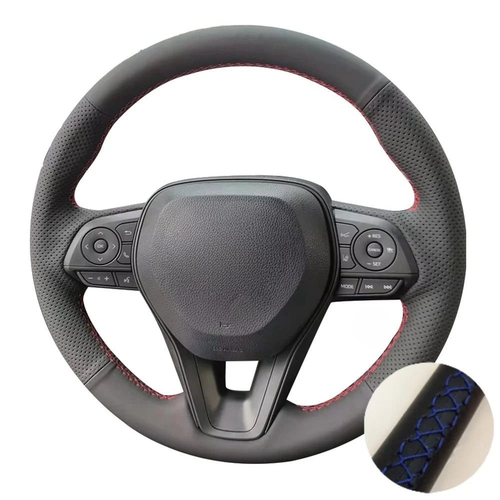 Perforated Microfiber Leather Car Steering Wheel Cover For Toyota Camry 2018 Corolla RAV4 Avalon Crown 2019 Steering Wrap