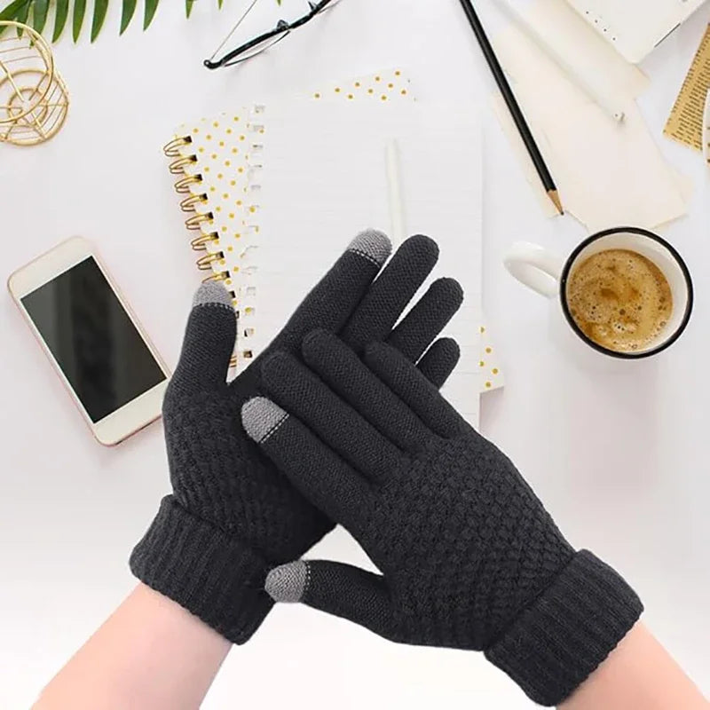 Unisex Thick Touchscreen Winter Gloves - Elastic Cuff Lined Gloves - photo 10