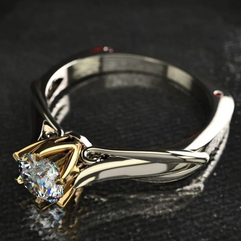 Certified Moissanite Ring for Women - 925 Silver, 18K Gold Plated