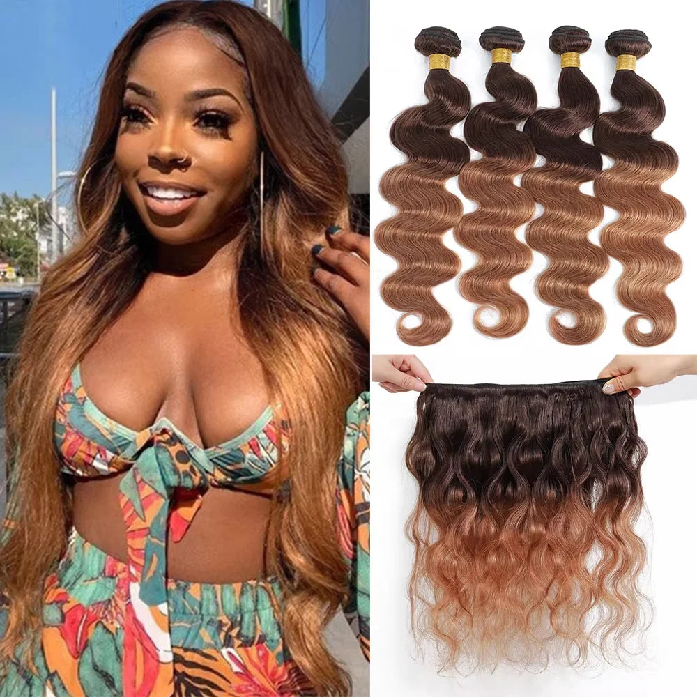 Honey Blonde Body Wave Human Hair Bundles - 100% Remy Extensions