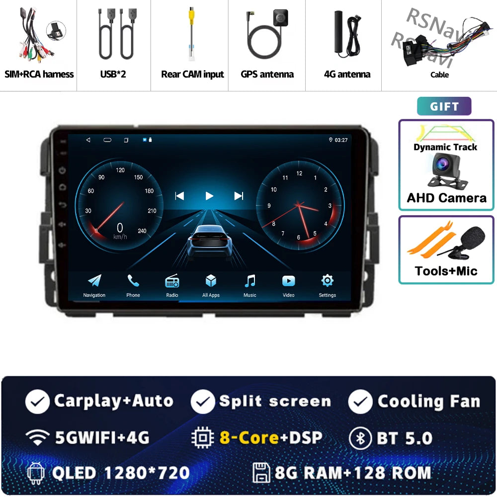 Android 16 Carplay Car Radio for Chevrolet Silverado Impala GMC Yukon Acadia Sierra Multimedia Video Player Navigation Stereo BT