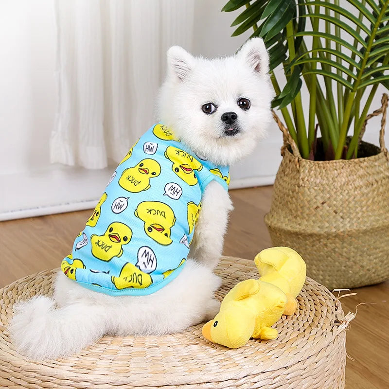 Dog & Cat Cotton Clothes — Cartoon Print Vest for Puppies & Kittens