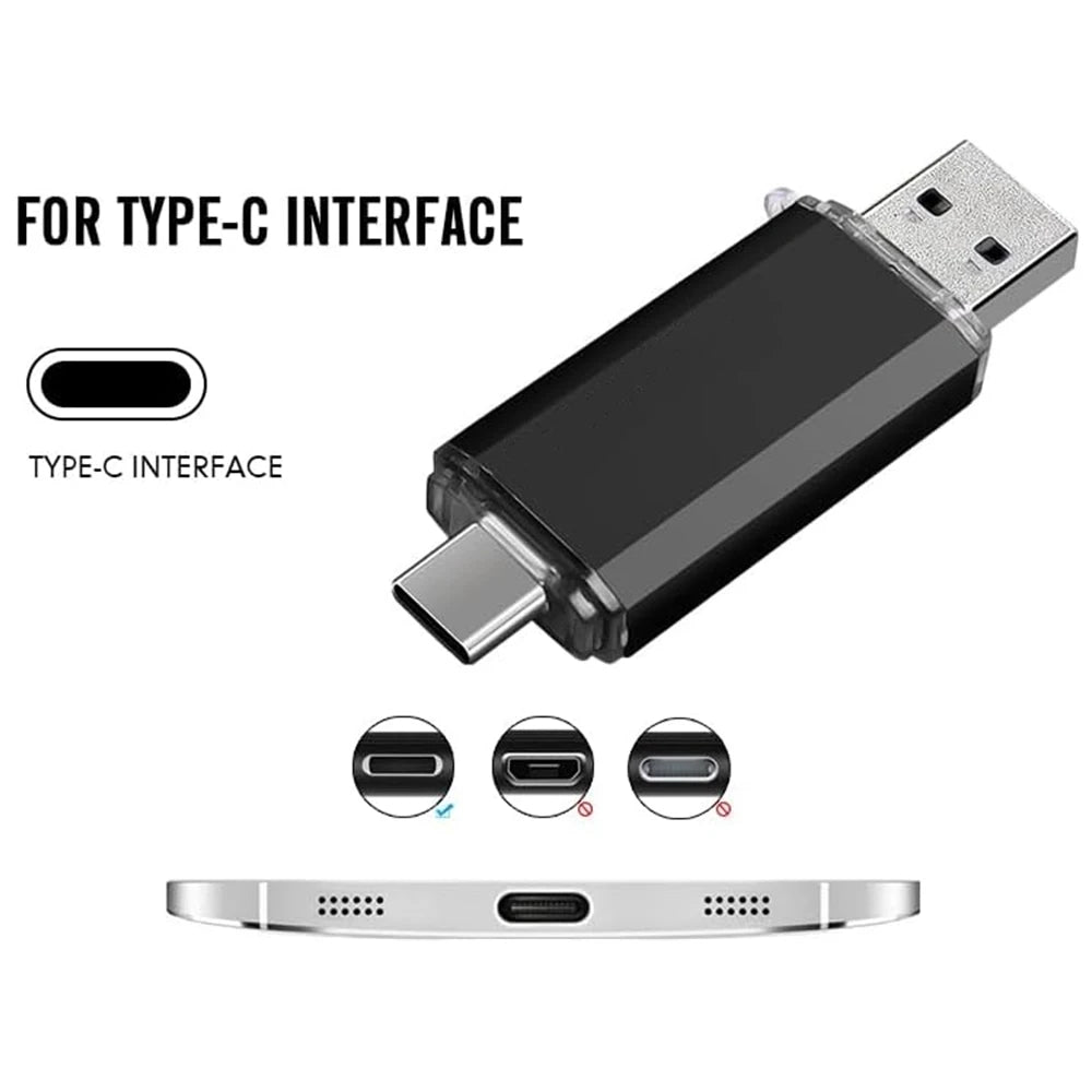 OTG USB Flash Drive with Type-C — 32GB to 512GB Dual-Port Memory Stick for Phone and Laptop
