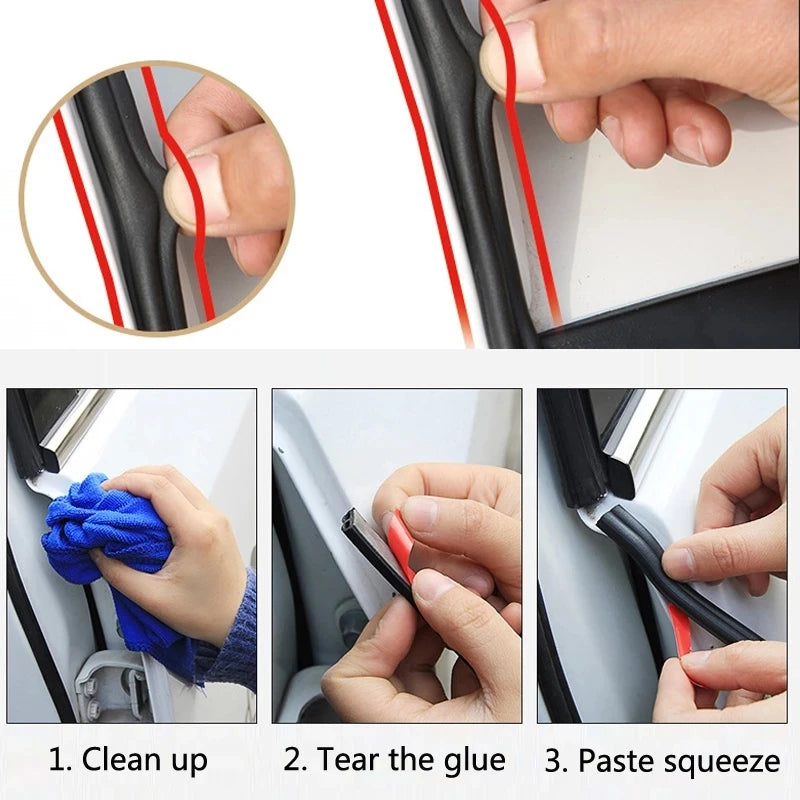 500CM Car Door Rubber Seal Strip - 3-Layer Weatherproof Protection, Sound Insulation & Dustproofing
