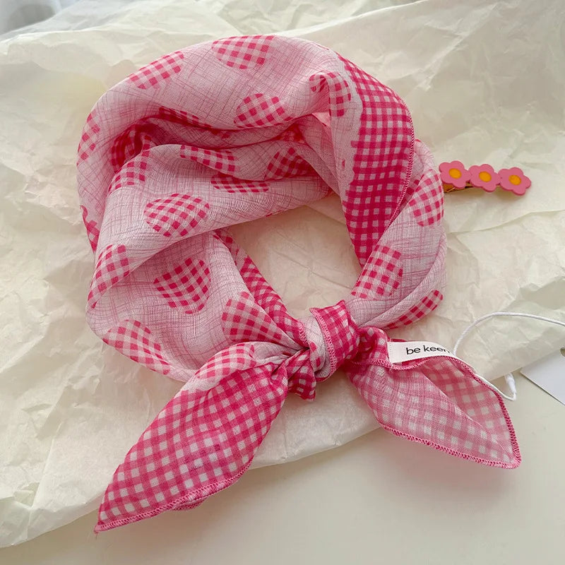 Women's Small Floral Square Scarf - Retro Artistic Neckerchief - photo 12