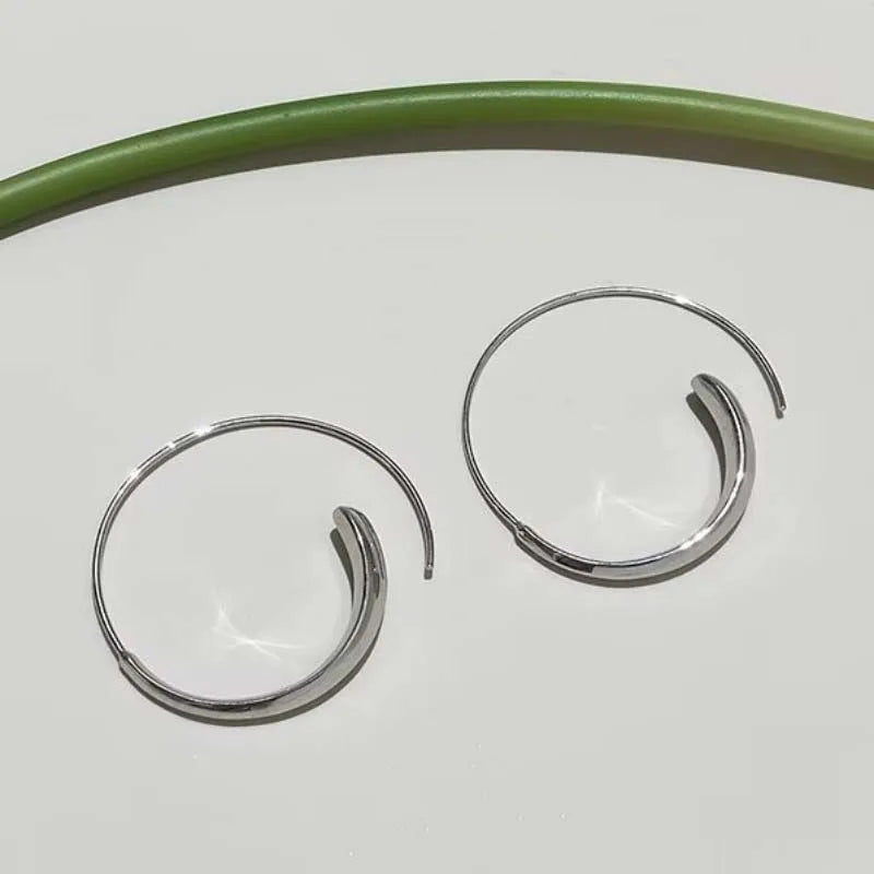 Big Circle Hoop Earrings — Gold Tone C-Shaped Statement Hoops