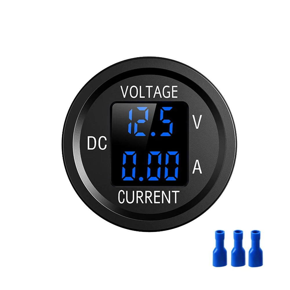 DC 5-48V Car Motorcycle Voltmeter Ammeter Mini Digital Waterproof LED Panel Tester Display Round Volt Meter Gauge For 12V Truck