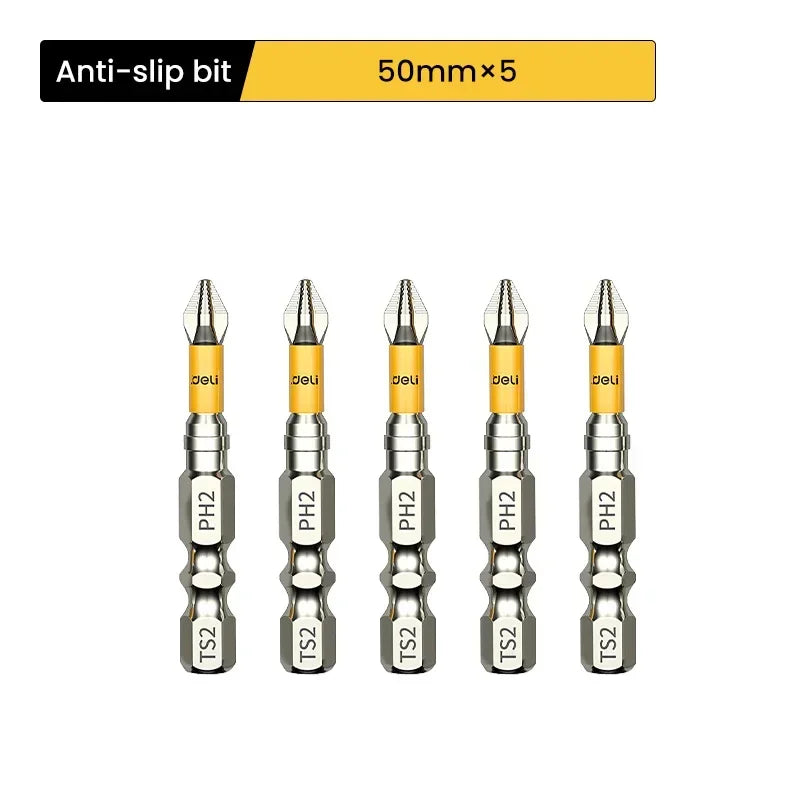 5PCS Upgraded High Hardness And Strong Magnetic Bit 25/50/65/70/90/150mm Non-slip Cross High Hardness Electric Hand Drill Screw