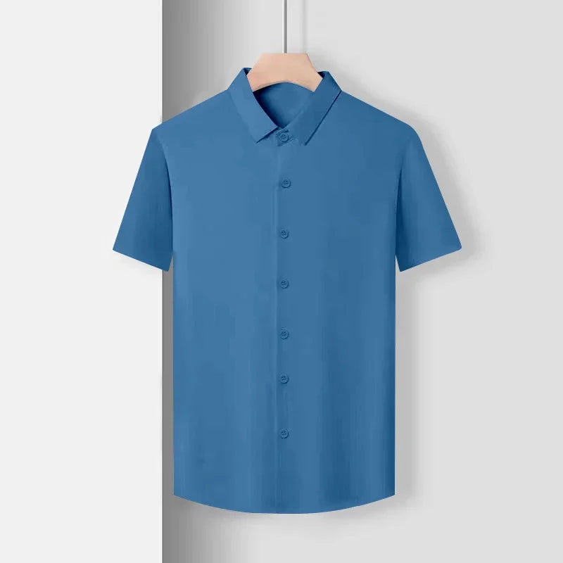 Men's Solid Short-Sleeve Shirt - Wrinkle-Free, All-Season Casual