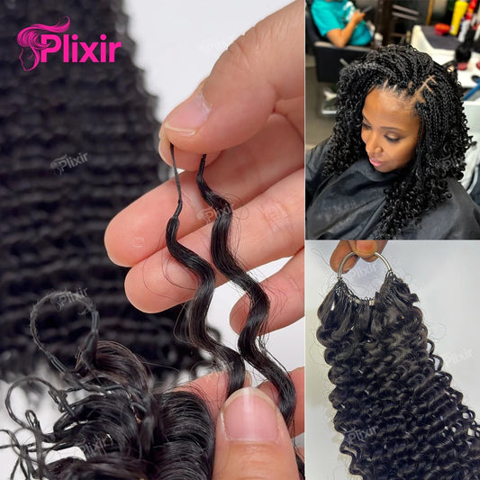 12A Small Spirals Curly Crochet Human Hair Extensions Deep Pixie Curls Braiding Hair Pre Separated Knotless Miracle Knot Braids