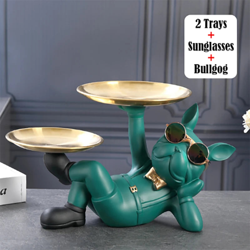 Bulldog Resin Figurine - Painted Dog Statue for Home Decor