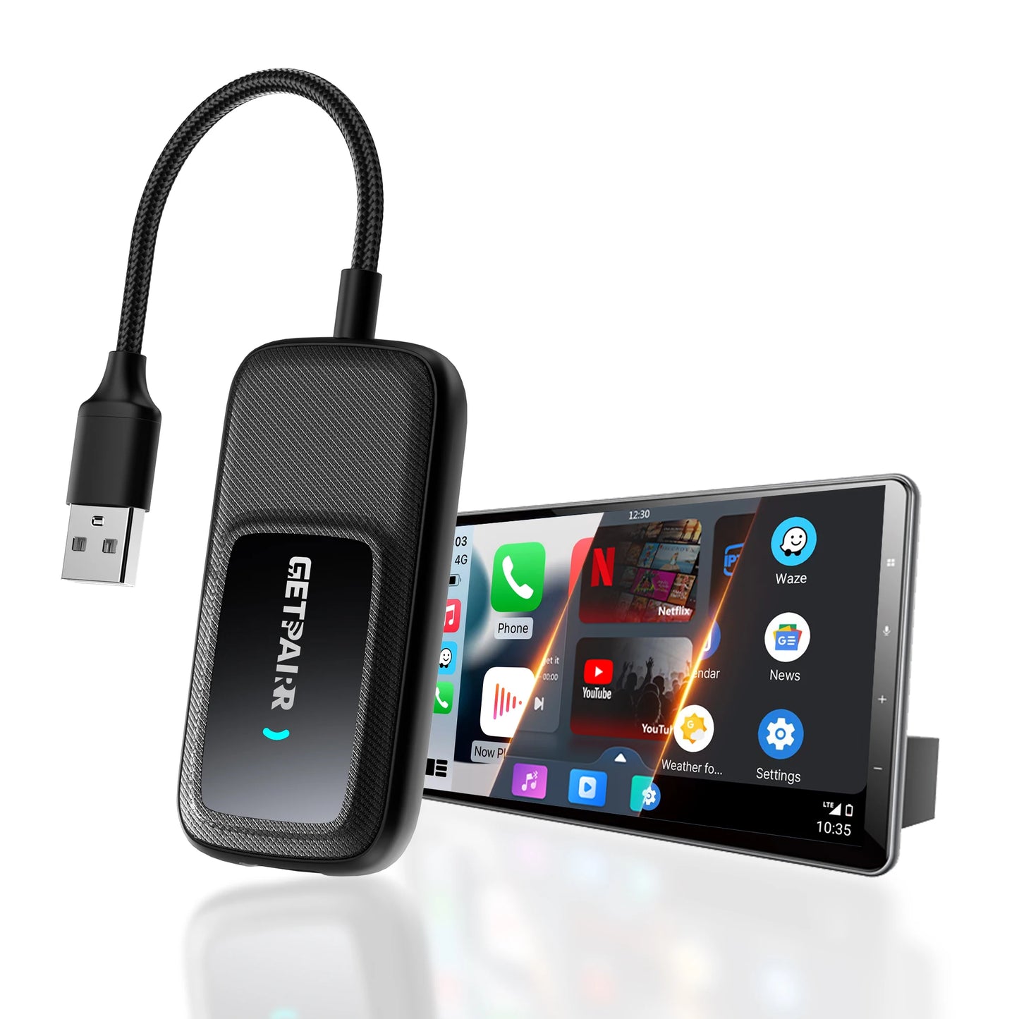 Getpairr Play2Video Ultra Ai Box Wireless CarPlay Android Auto Adapter Built in Youtube Netflix IPTV for Car with Wired Carplay
