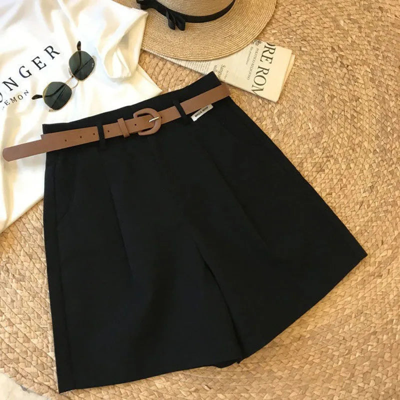 Women's High Waist Cotton Wide Leg Summer Casual Shorts