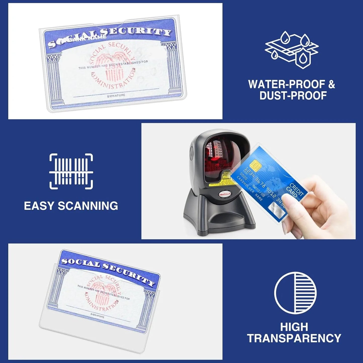 10PCS Soft Clear PVC Waterproof Card Protector Sleeves, Fits SSN, New Medicare, Business IDs & Credit Cards,easily identifiable