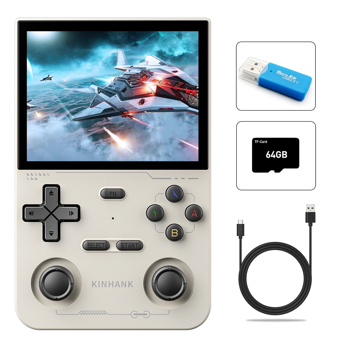 KINHANK K36 Retro Handheld Video Game Console 500nit 3.5 Inch IPS Screen 16000 Games Emulator for PS1/PSP/DC/N64/SS