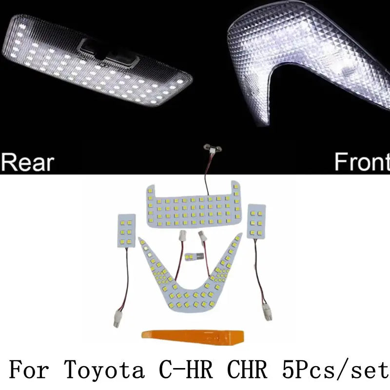 For Toyota C-HR CHR 5Pcs/set 12V White LED Interior Reading Lights 6000K LED Light Ceiling Interior Signal Lamp