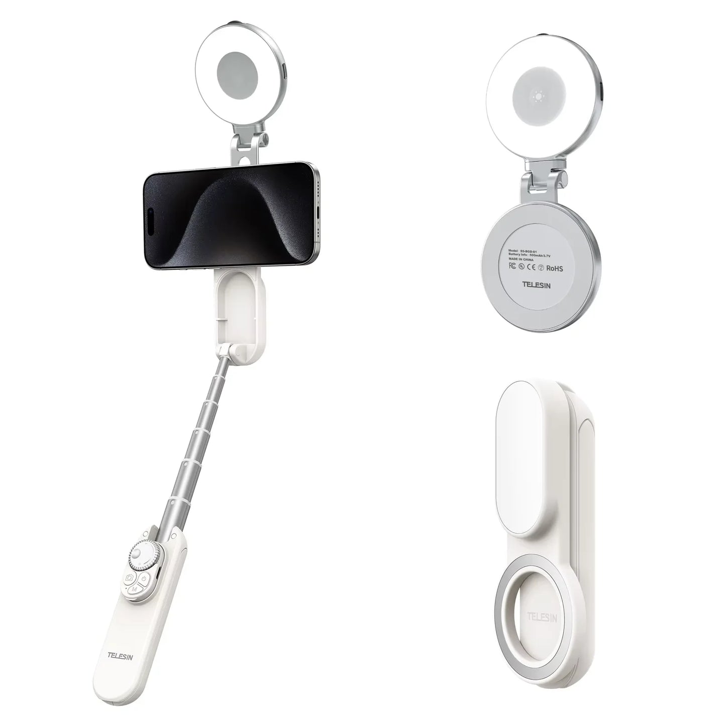 TELEISN Magnetic Bluetooth ZOOM Remote Selfie Stick Tripod For Iphone HUAWEI XIAOMI SAMSUNG Extendable Portable Vlogging Stand