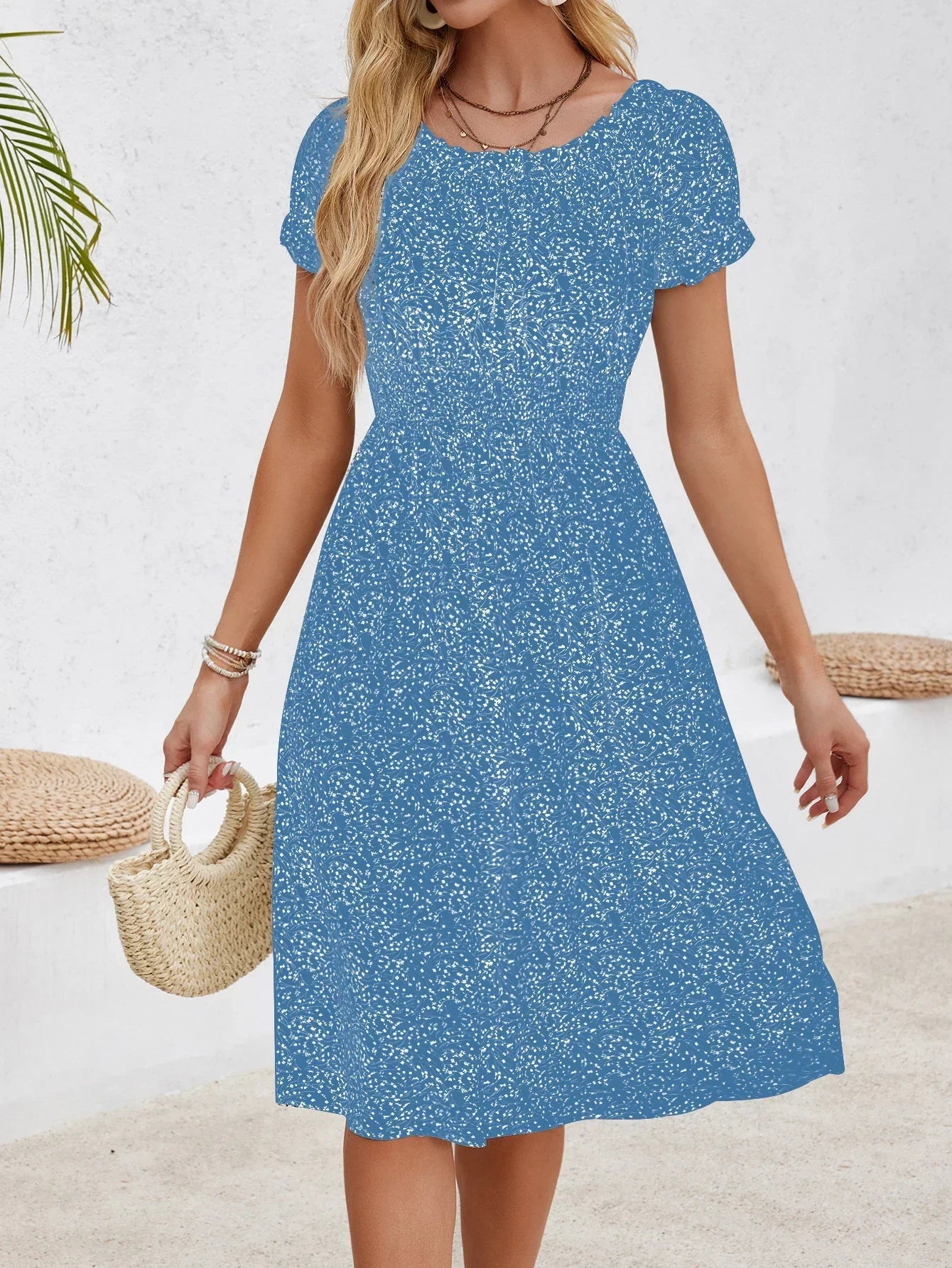 Dresses New Women's Comfortable Casual Floral Dress Short sleeved Round Neck Sexy Bohemian Beach Dress