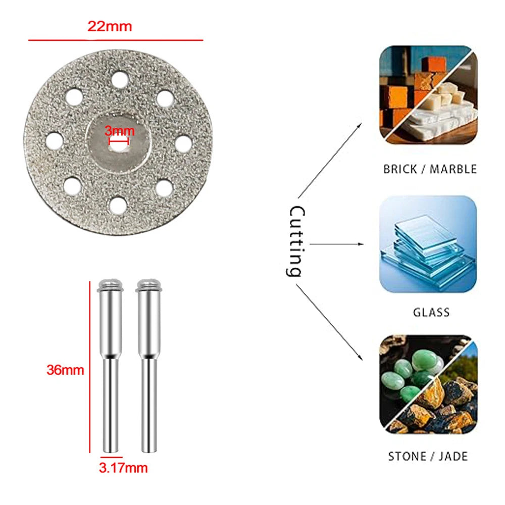 31PC Diamond Cutting Discs Mini Drill Rotary Tool HSS Circular Saw Sanding Grinding Wheel for Cutting Metal, Wood, Stone, PVC