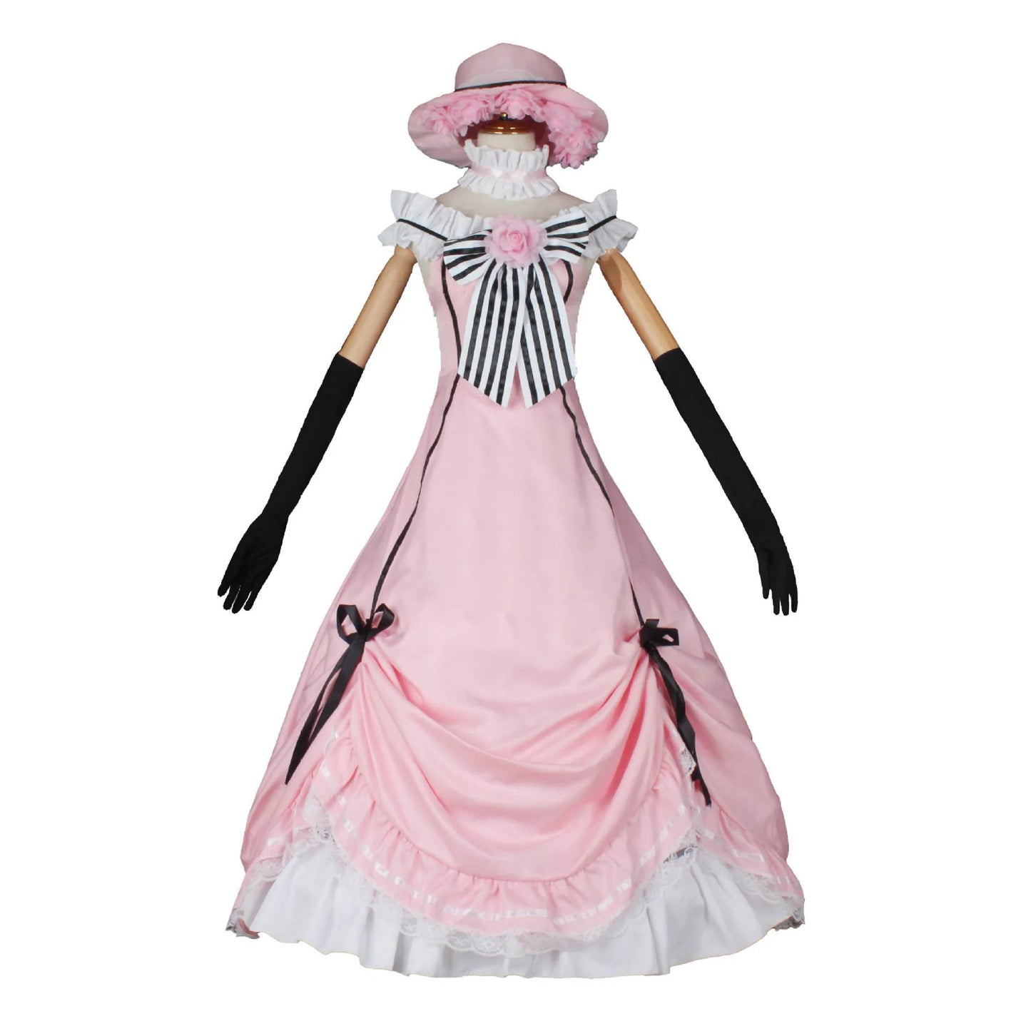 Anime Black Butler Ciel Phantomhive Young Master Cosplay Pink Robin Uniform Lolita Suit Wig Sleeveless Lace Maid Cut Dress