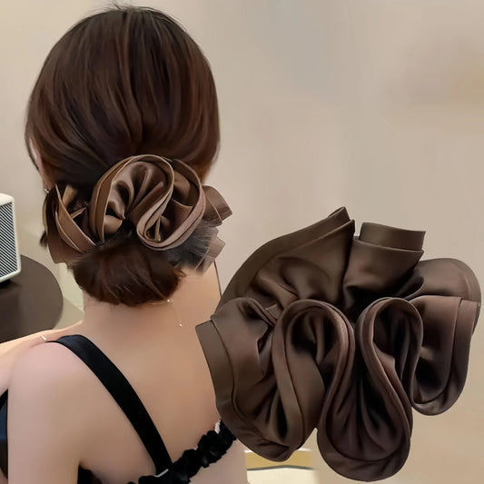 Korean Satin Ribbon Scrunchies – Elastic Hair Ties & Bow Ponytail Accessories for Women (Single & Multi-Pack)