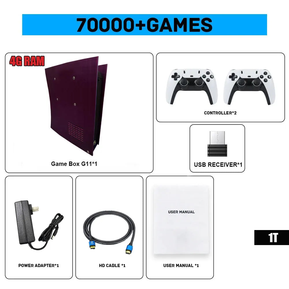 G11 Windows 11 Mini Game Console — 4K HD, 4-Player, Wireless Controller TV Console