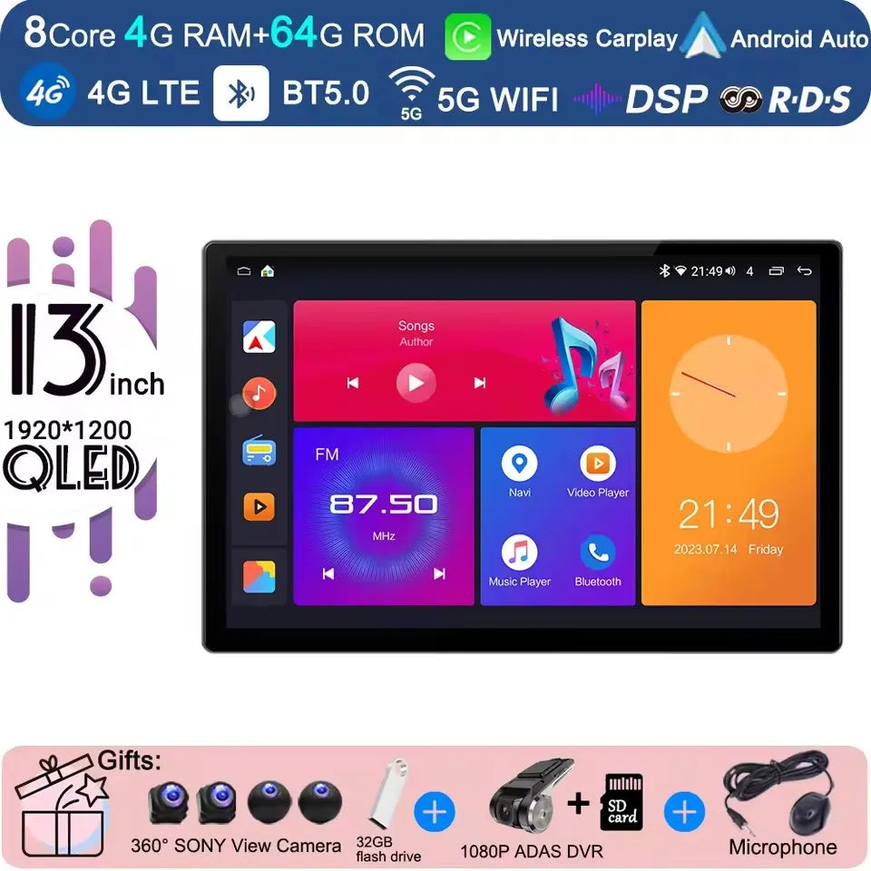 13 inch Android 15 Carplay Auto Car Radio Multimedia For Chevrolet Silverado 3 GMTK2 2014 2015 2016 2017 2018 Autoradio