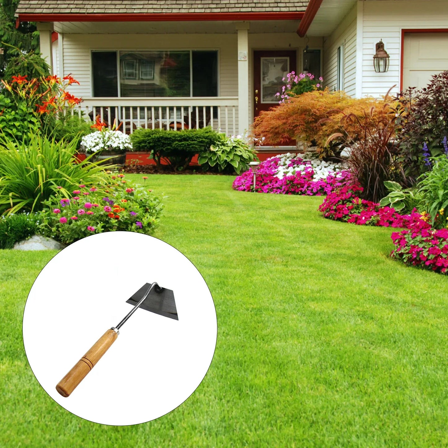 Multifunctional Garden Hoe – Wooden-Handle Digging & Weeding Tool for Planting Vegetables & Flowers