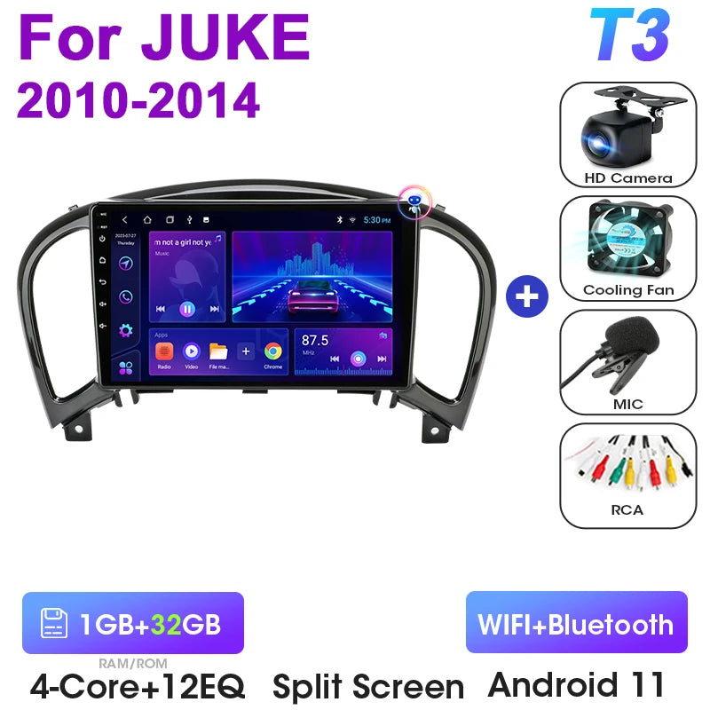 2 Din Android 12 Car Radio For Nissan Juke YF15 2010-2014 Multimedia Video Player Navigation GPS 4G Carplay Auto Stereo RDS IPS
