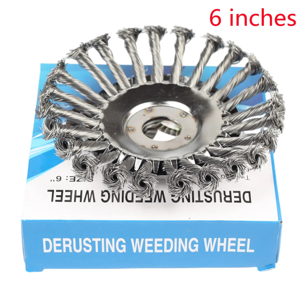 Upgrade 6/8 Inch Weed Brush Cutter Head Lawn Mower Universal Grass Trimmer Head Steel Wire Wheel Brush Garden Trimmer Head