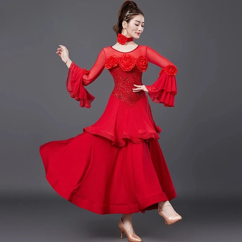 Women's big swing social ballroom dress for tango and waltz