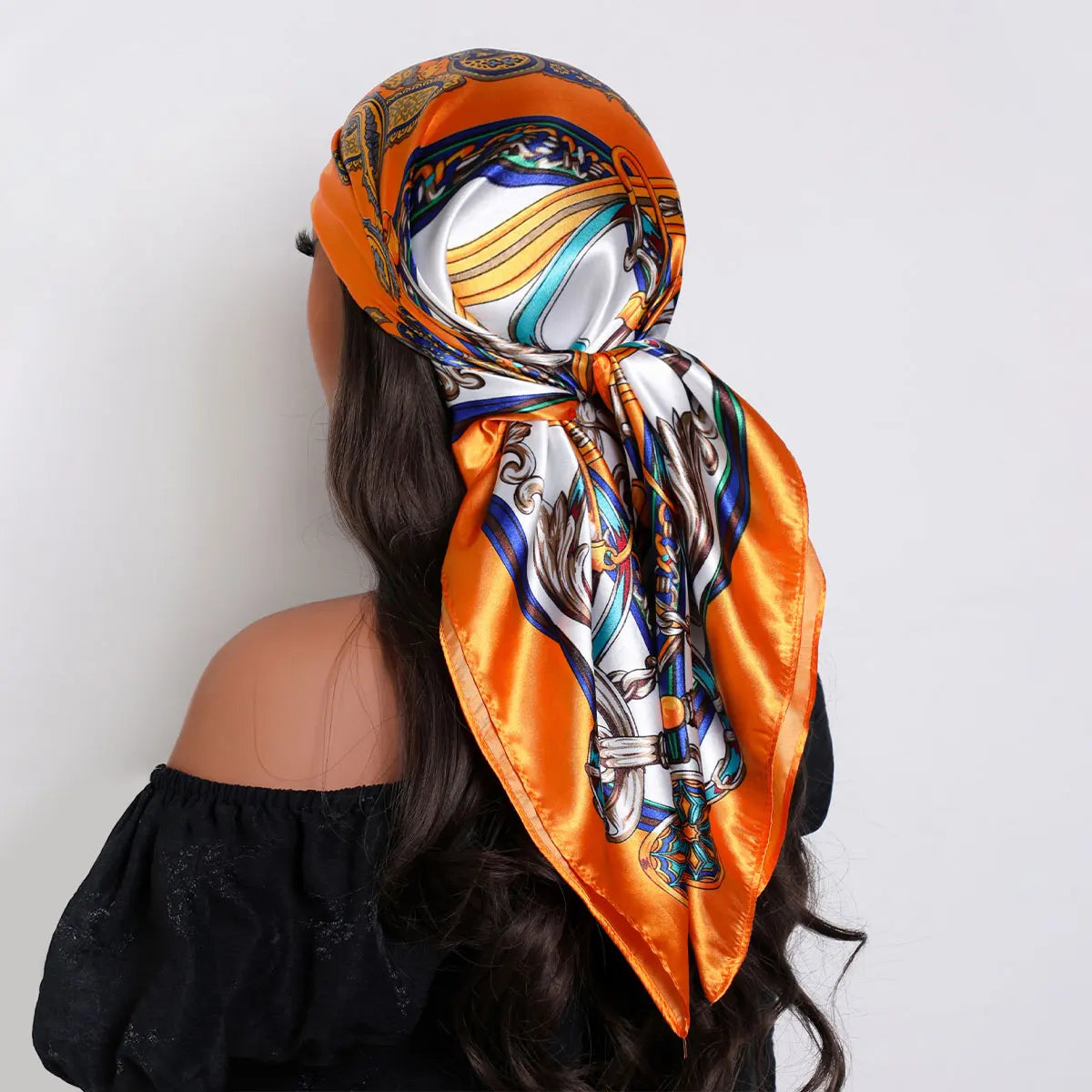 Women's Silky Satin Bandana Scarf - Bright Solid Color Square - photo 7