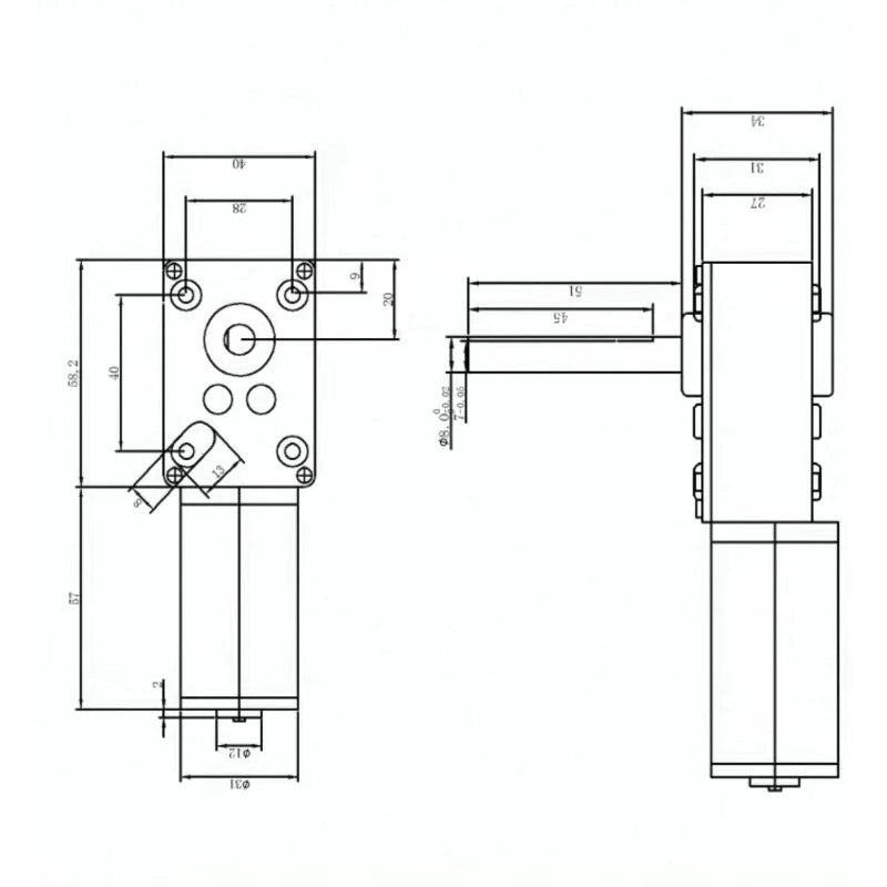 DC12V 24V Powerful Torque Gearmotor Turbo Worm Geared Motor 51mm D-Shaft High Power Reversed Low Speed 70kg.cm Worm Gear Motor