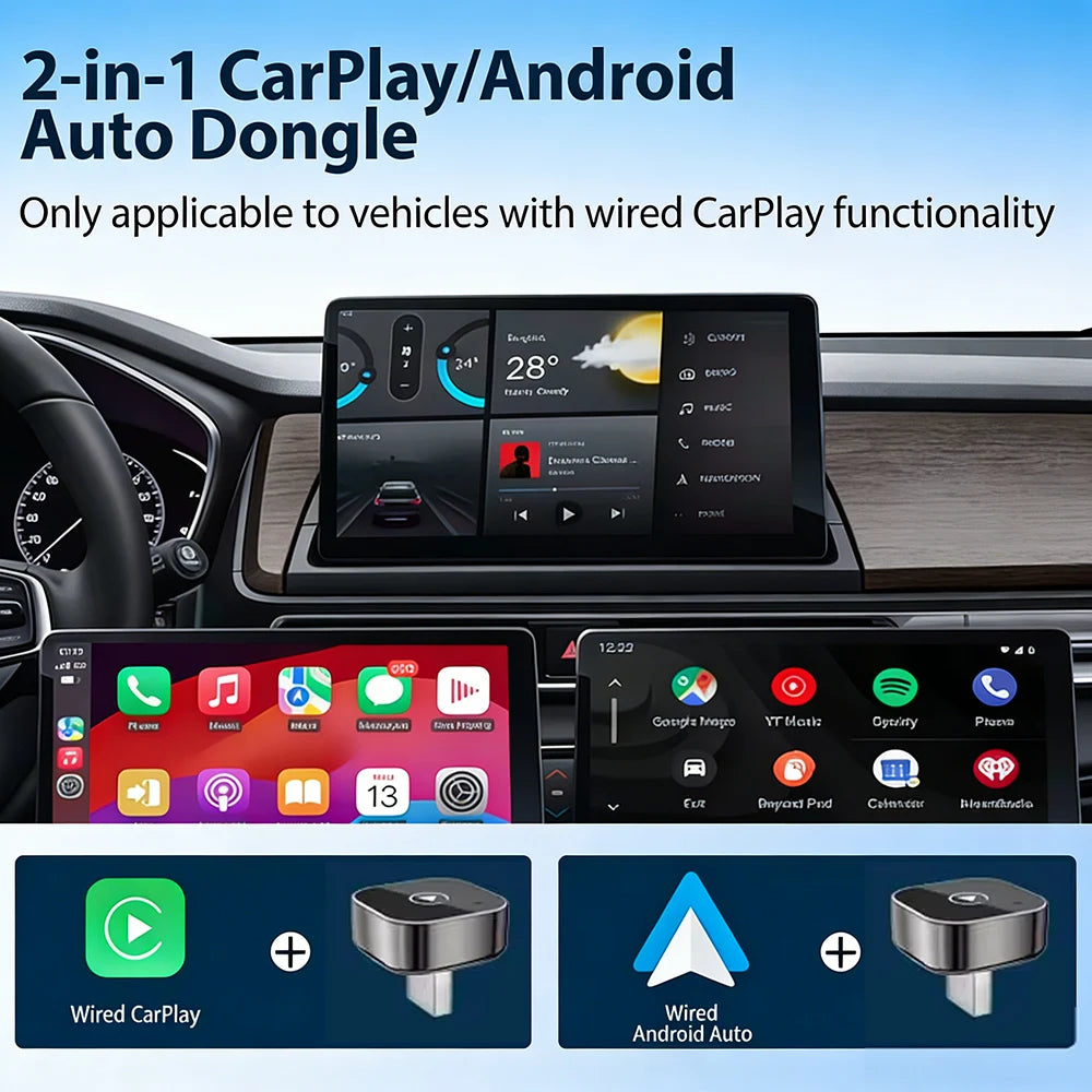 2026 New Wireless CarPlay Adapter for Apple iPhone &Android Auto 2 in 1, Mini USB CarPlay Dongle Wirn with Fast Stable Connectio