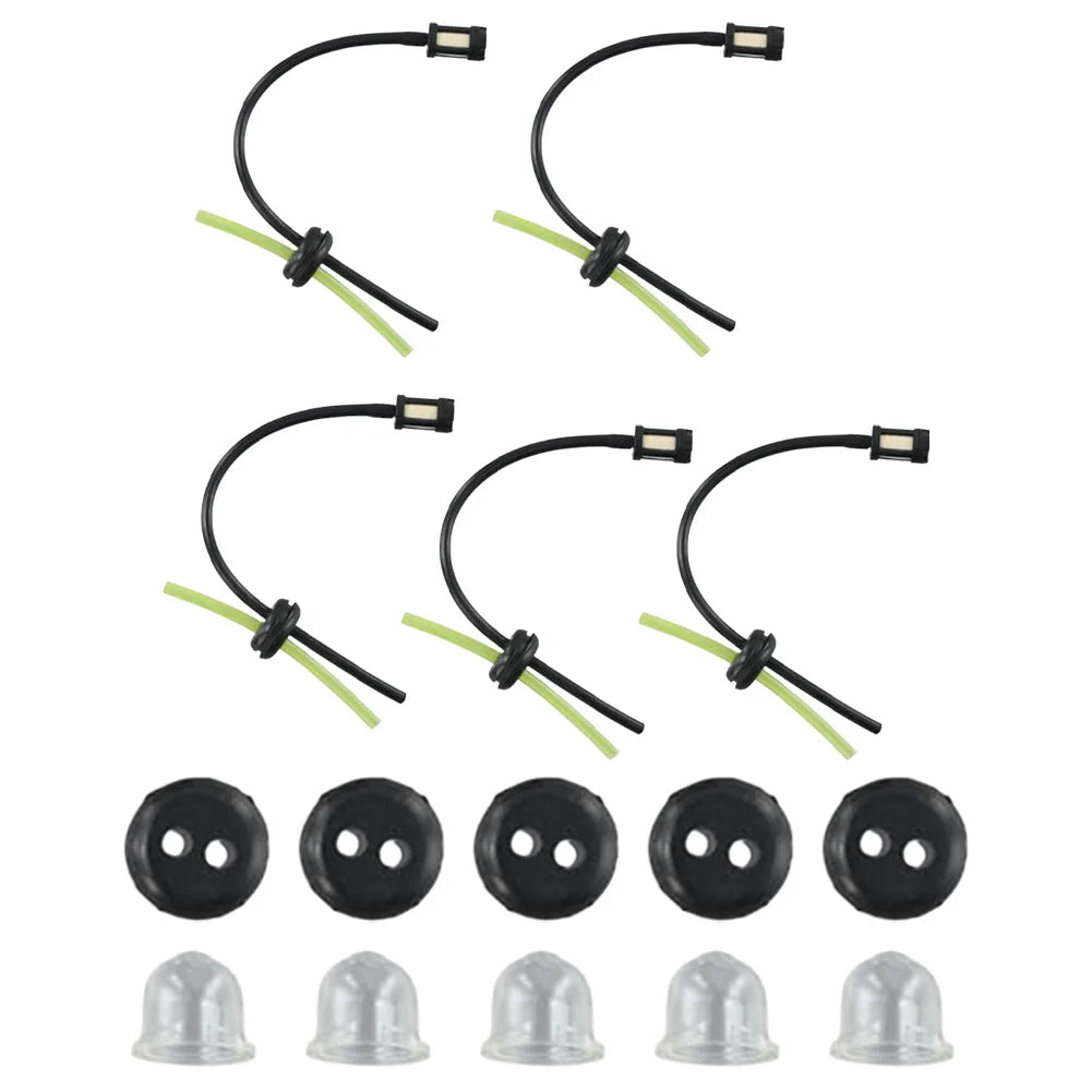 5/10 Set Fuel Filter Fuel Hose Seal With Priming Bulbs For Brushcutter Hedge Trimmer Garden Lawn Mower Accessories