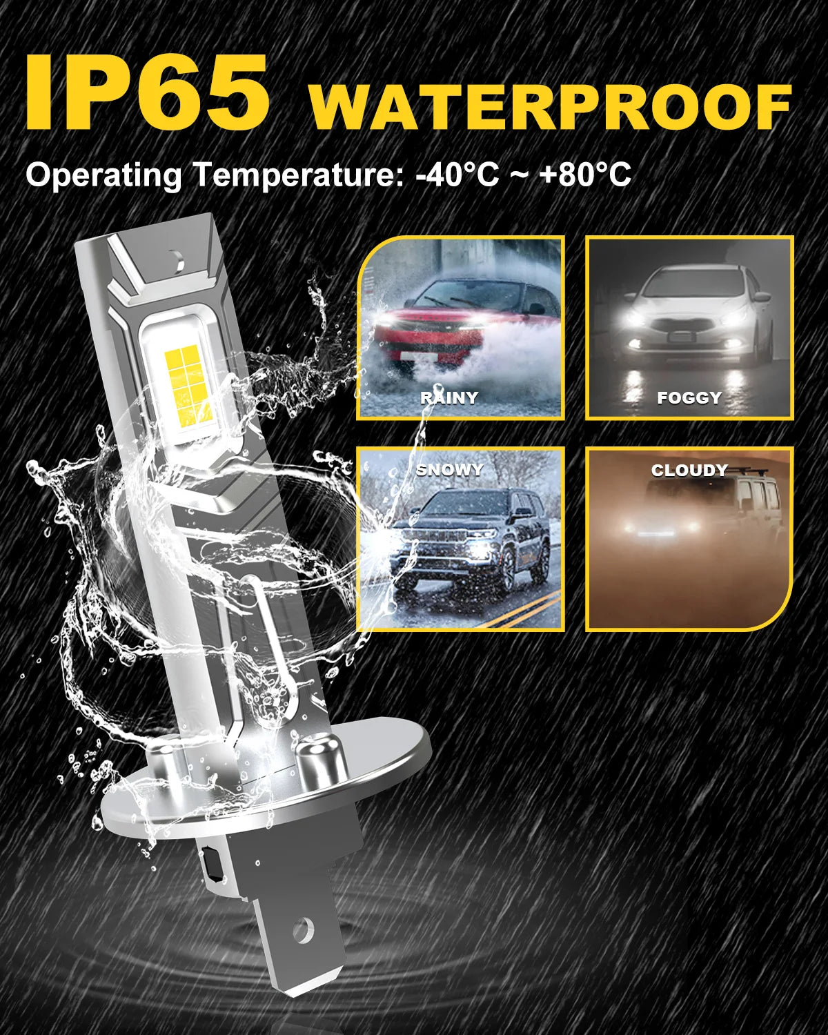 2Pcs Canbus LED Light Bulb H1 LED Headlight Mini Size Design Wireless Fanless For Car LED Lamp CSP Chips 16000LM White