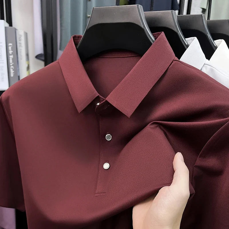 Men's Turn-Down Collar Polo - Quick-Dry Moisture-Wicking, Business