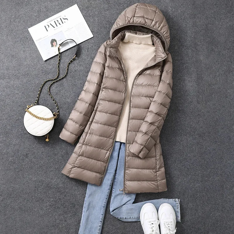 Women's Extra Long Puffer Coat - Detachable Hood Winter Jacket - photo 13