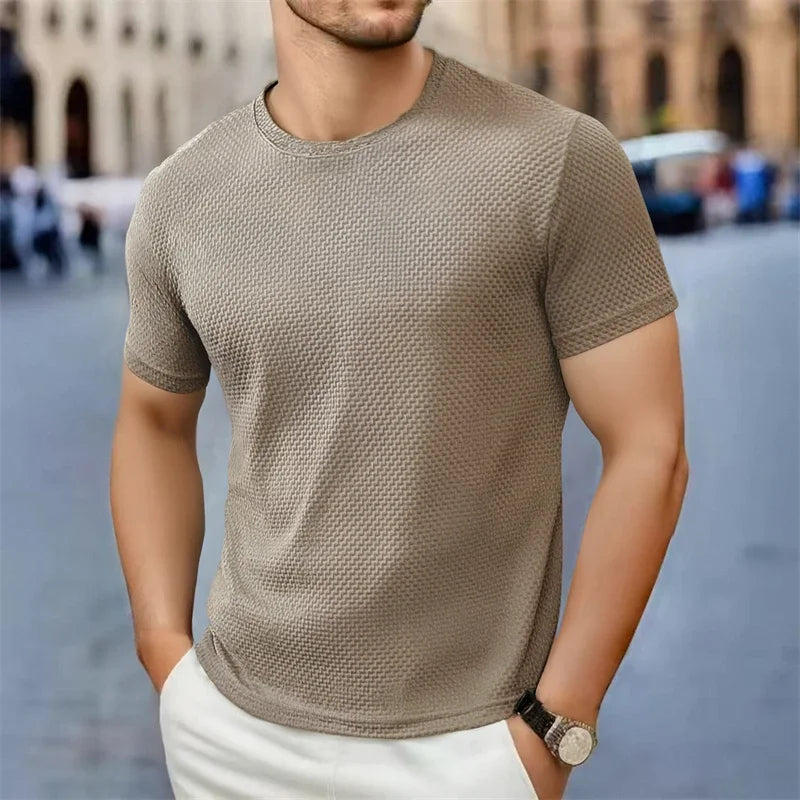 Men's Floral-Print Tee - O-Neck Short Sleeve, Breathable Summer