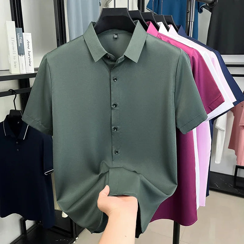 Men's Short-Sleeve Dress Shirt - Slim Fit, Wrinkle-Free Breathable