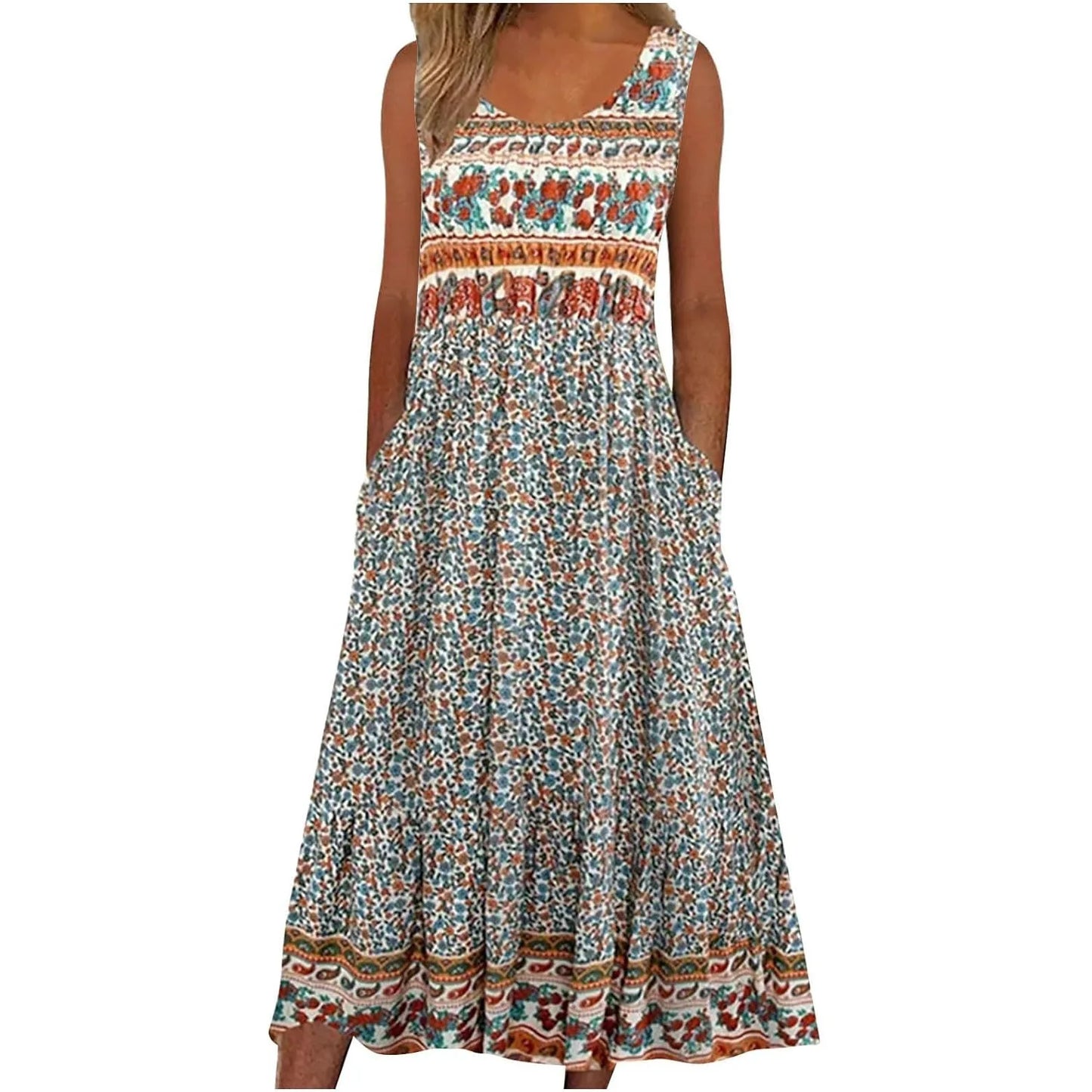 Women's European Print Sleeveless Pullover Casual Dress – Summer Floral Strap Dress 2026
