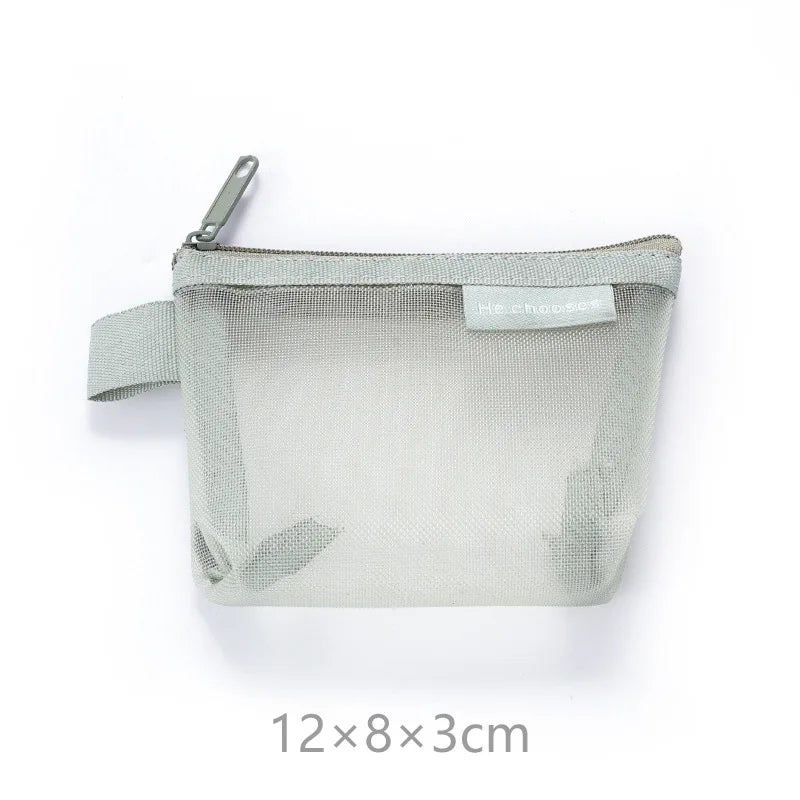 Coin Organizer Bag Mesh Cute Purse Key Lipstick Nylon Cards Pouch Coin Bag Small Item Storage Mini Cosmetic Bag Office Case