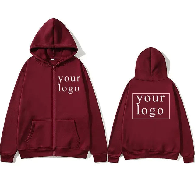 Custom Print Zip-Up Hoodie, Add Your Own Photo or Logo