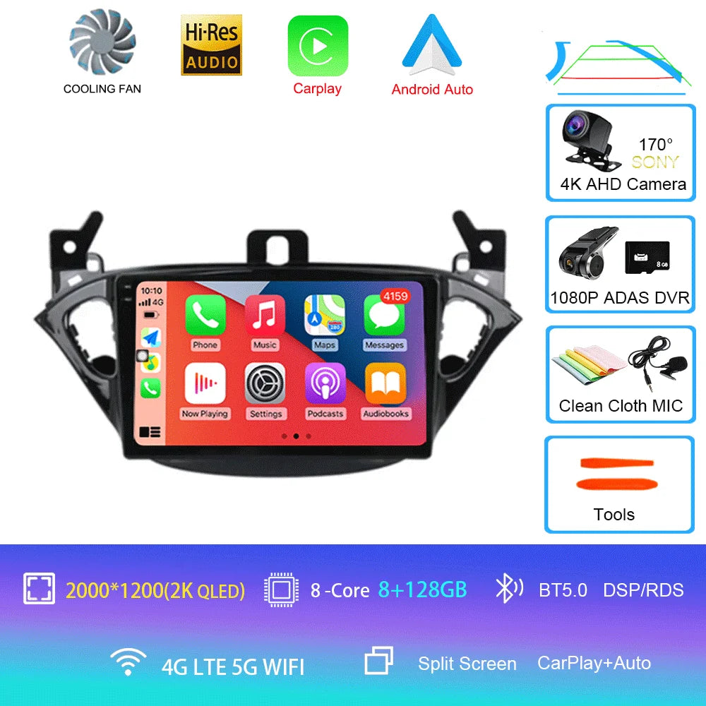Carplay 2 Din Android 16 Car Radio Audio Multimedia For Opel Corsa E 2014 2015 - 2019 GPS Navigation Auto Stereo Monitor BT WIFI