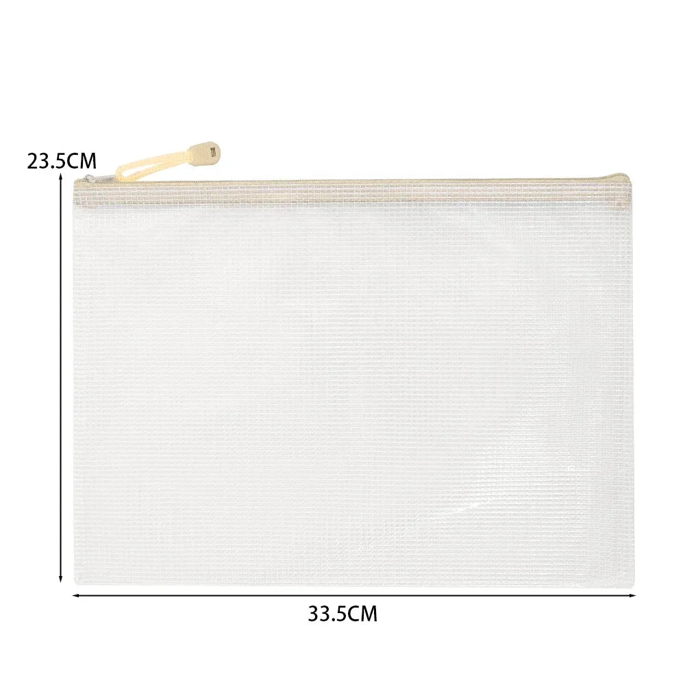 1-10Pcs A4 Mesh Zipper Pouch Bags Thicken Document Bag Waterproof Zip File Folders For School Office Travel Organizing Storage