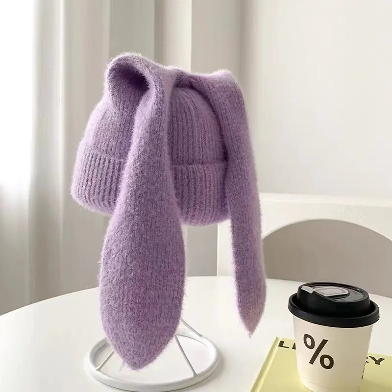 Women's Bunny Ear Knit Beanie - Cute 3D Ear Winter Hat - photo 7