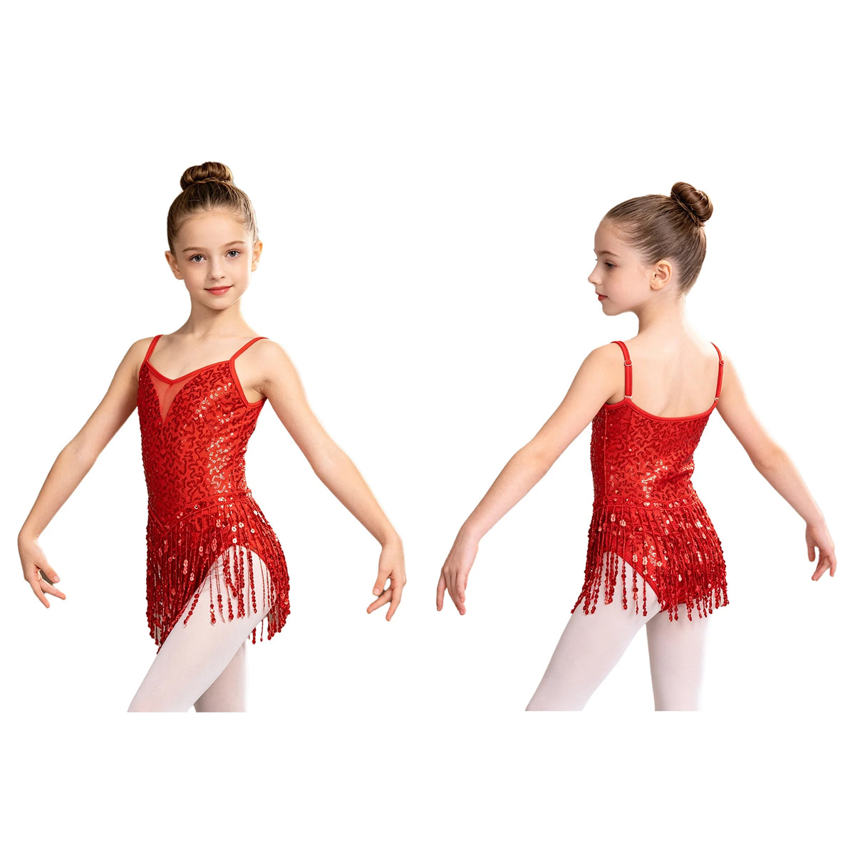Girls sequin tassel jazz ballet dance dress