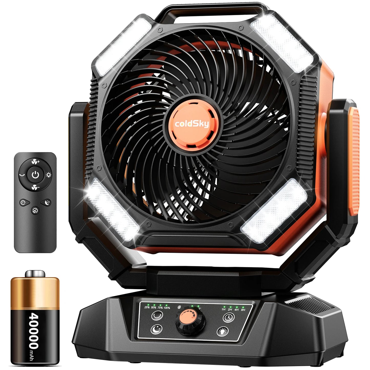 20000mAh Camping Fan with LED Lantern — Outdoor Portable Fan