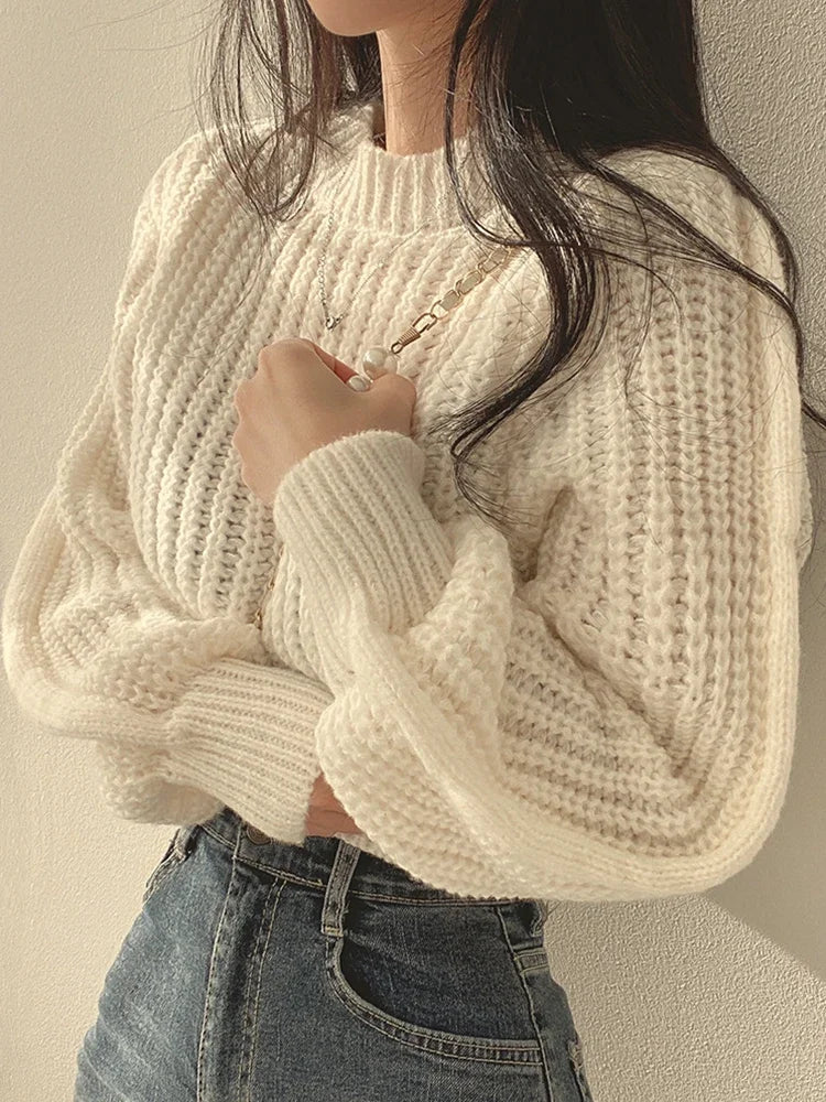 Women's Lantern Sleeve Loose Knit Sweater
