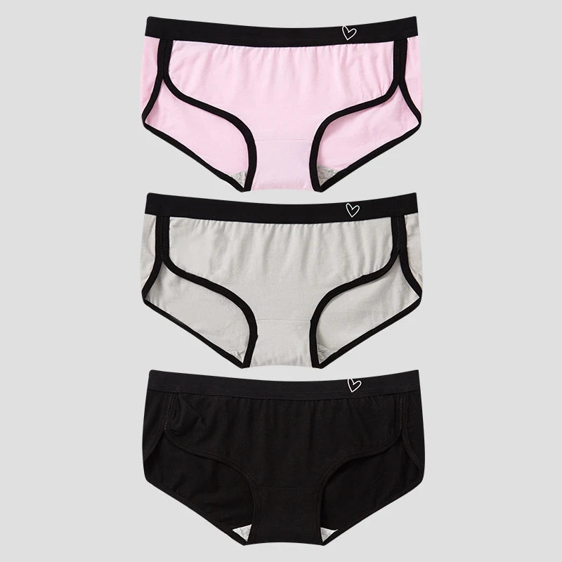 BANNIROU 3-Pack Cotton Briefs – Breathable Low-Rise Panties